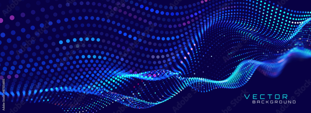 Leinwandbilder cyber big data flow particles tech business or science background. medical research or tech innovati