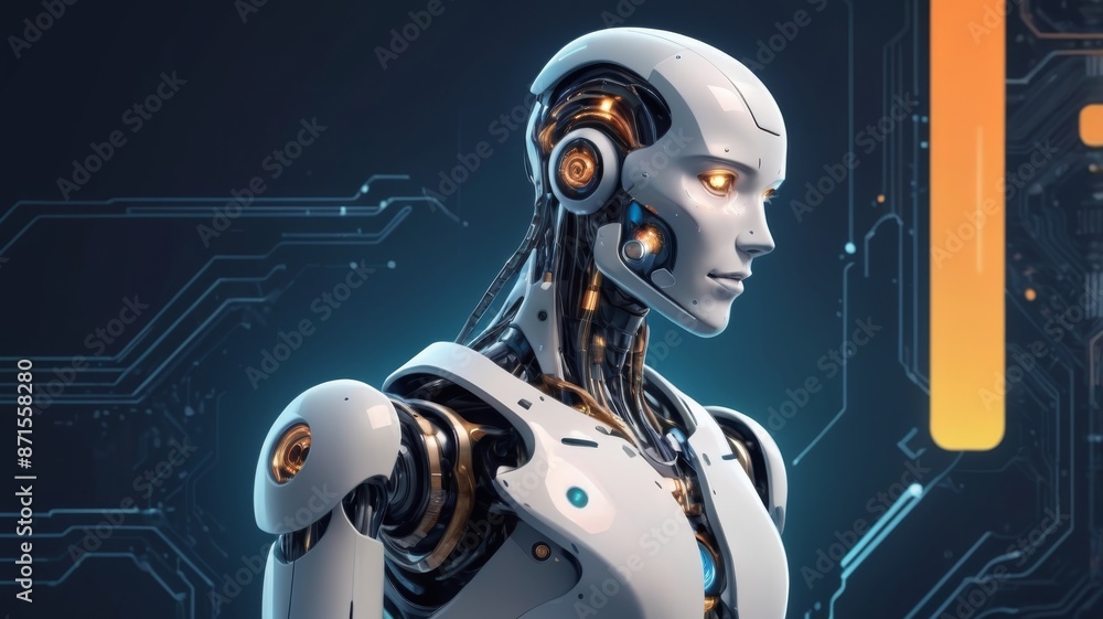 Fototapete artificial intelligence robots and cyborgs, emphasizing ai research and their advancement in compute