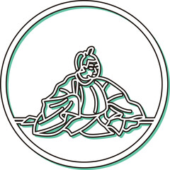 カラーシャドウ円形シンプル百人一首　紀貫之