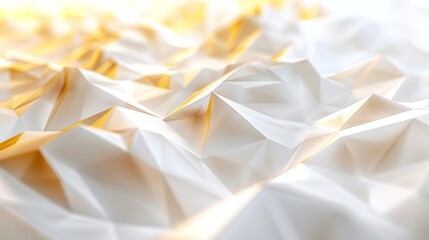 A close-up image of a textured surface with golden and white origami-like paper folds creating a dynamic pattern