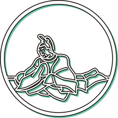 カラーシャドウ円形シンプル百人一首　清原深養父