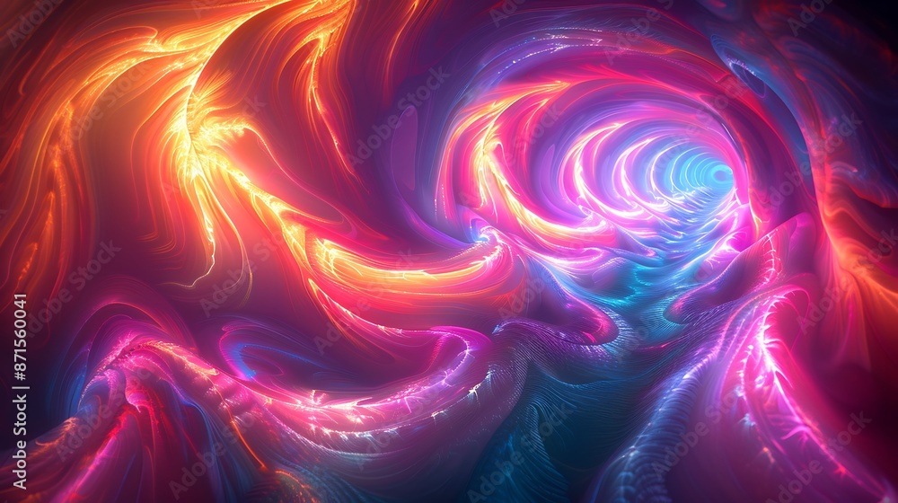 Poster create a background wallpaper. depict a scene reminiscent of a dream, where vibrant colors form swir