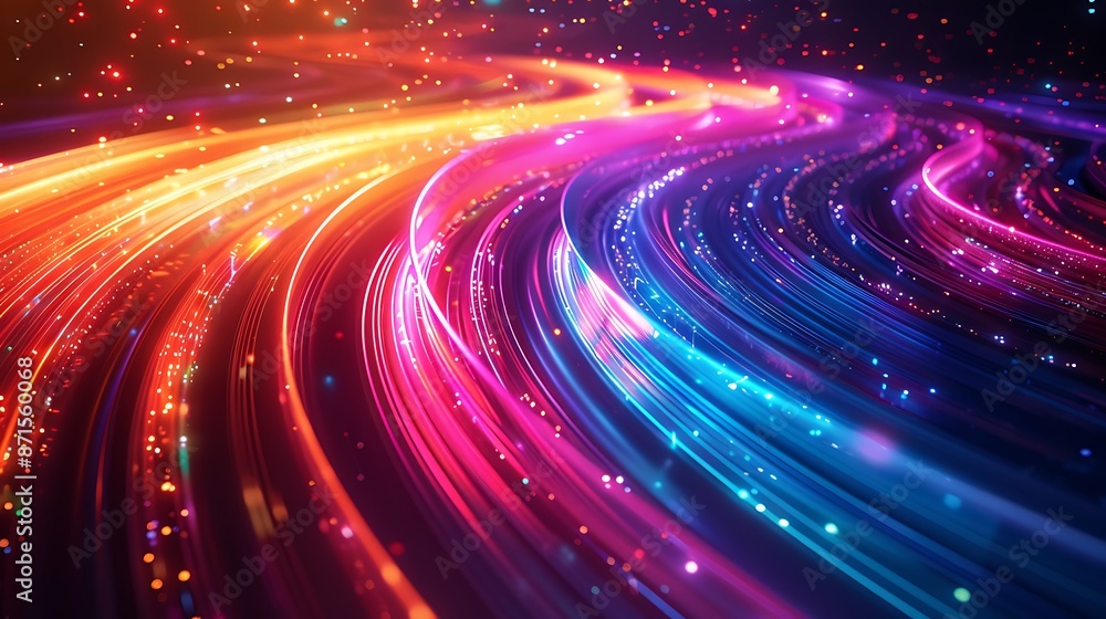 Poster create a background wallpaper. depict a scene reminiscent of a dream, where vibrant colors form swir