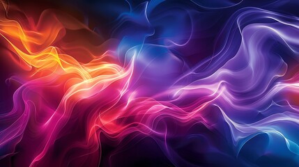 Obraz premium Craft a background wallpaper. Depict a scene reminiscent of a dream, where vibrant colors form swirling curves that pulsate with a neon glow. The overall effect evokes a sense of limitless power.