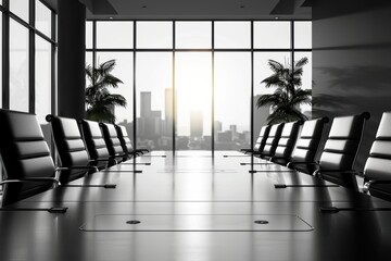 Meeting Room with City Skyline View