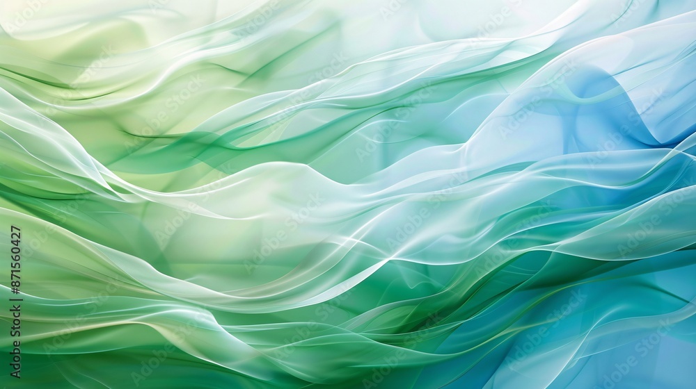 Aufkleber abstract design with wavelike patterns in shades of green and blue, creating a sense of fluid moveme