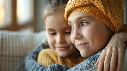 Pediatric nurse soothing a youngster with cancer, Childhood Cancer Awareness Month, care, and compassion.