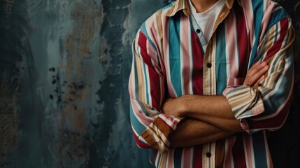 Men s striped shirt with space for text