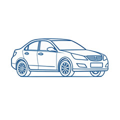 generate a cartoon line art car PNG