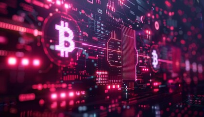 Cryptocurrency exchange, neon holographic interface, futuristic digital market, dark background