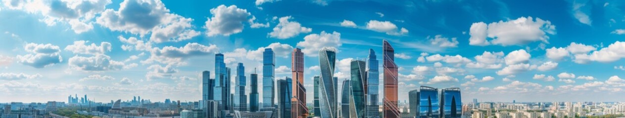 Modern Moscow Cityscape Featuring Skyscrapers and Office Buildings, Perfect for Business and Travel Themes, Capturing the Vibrant Atmosphere of the City Center, High-Quality AI-Generated Wallpaper