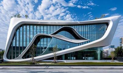 Fototapeta premium Contemporary architectural facades showcasing innovation and sustainability