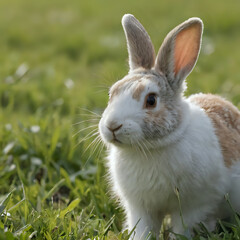 Obraz premium a rabbit that is sitting in the grass