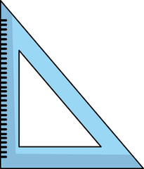Triangular blue ruler. Cartoon triangular ruler. Vector Illustration.
