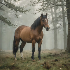 Obraz premium a horse standing in the middle of a field