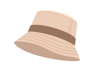Beige casual style panama hat vector illustration isolated on white
