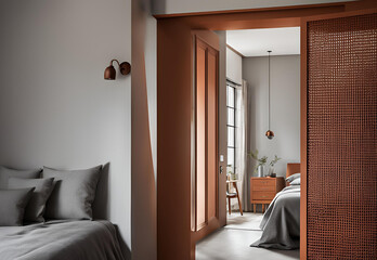 interior of a bedroom.AI generated