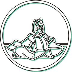 カラーシャドウ円形シンプル百人一首　謙徳公