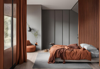 interior of a bedroom.AI generated