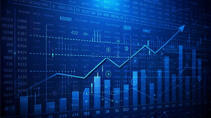 Business audit stock financial finance management on analysis data strategy with graph accounting marketing or report chart economy investment research profit concept. Generative AI
