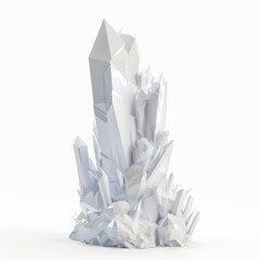 3D Render of a ethereal white crystal column, on isolated white background, Generative AI