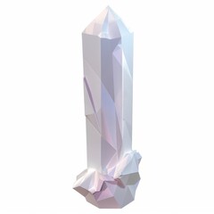 3D Render of a ethereal white crystal column, on isolated white background, Generative AI