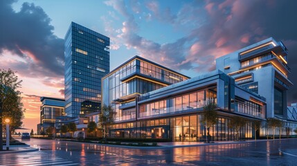 Fototapeta premium Dynamic cityscape showcasing contemporary architecture and modern buildings
