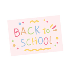 Childrens school banner. Back to school hand lettering vector for stickers and stickerpack, colorful typographic.