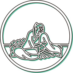 カラーシャドウ円形シンプル百人一首　恵慶法師