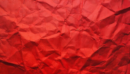Fototapeta premium abstract background of red crumpled recycled office craft paper sheet, wallpaper presentation banner texture with space for copy, waste recycling, luxury minimalism