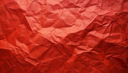 Fototapeta premium abstract background of red crumpled recycled office craft paper sheet, wallpaper presentation banner texture with space for copy, waste recycling, luxury minimalism