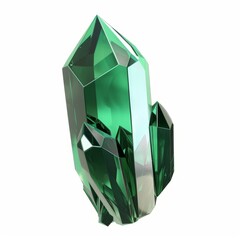 3D Render of a mysterious emerald crystal shard, on isolated white background, Generative AI