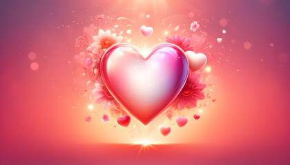 Radiant Heart with Blossoming Flowers - Perfect for Celebrations and Special Moments
