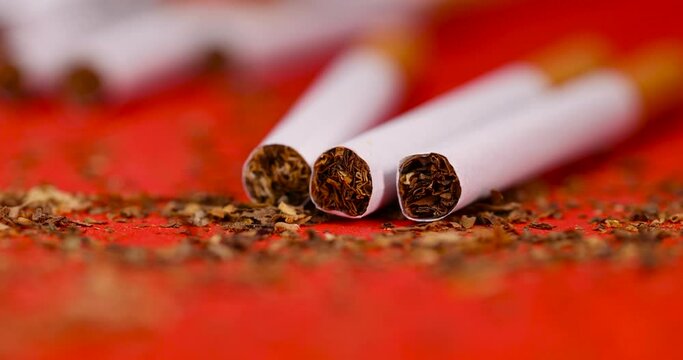 finely crushed tobacco leaf that is used in the manufacture of cigarettes, dangerous to health tobacco leaves for smoking in a cigarette