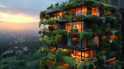Obraz premium Vertical Gardens Incorporated into Skyscraper Design