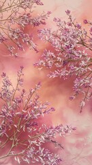 Naklejka premium Lilac branches on a pink background