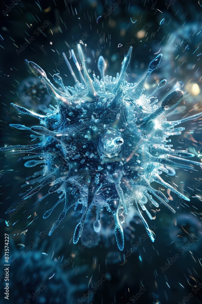 Poster artistic rendering of a virus. ai.