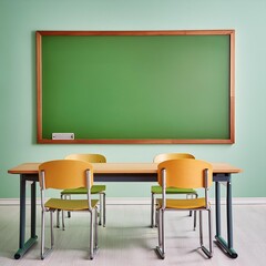 school classroom with chalkboard
