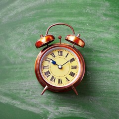 back to school concept with school supplies alarm clocks 