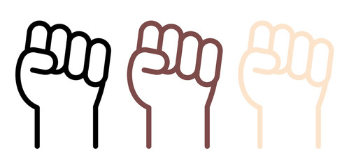 Fist icon png element set on transparent background