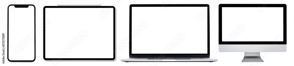 Poster digital devices png element set on transparent background