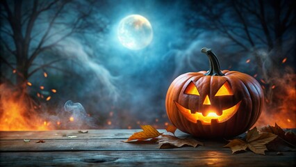 Naklejka premium halloween pumpkin on cemetery