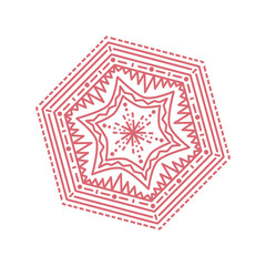 Doodle decoration mandala line illustration inspired by hexagon rims wheels that can be used for sticker, book, scrapbook, icon, decorative, e.t.c with red color