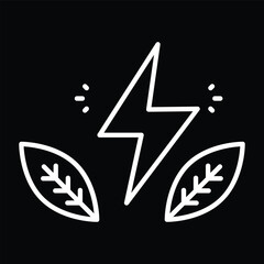 Lightning Bolt and Leaves (Black Background)