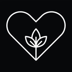 Heart with Leaves (Line Art)
