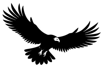 Flying Bald Eagle black and white Silhouette vector, A Bald Eagle black Silhouette Vector isolated on a white background