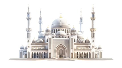 Obraz premium Illustration of a magnificent mosque building isolated on white background