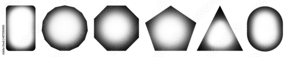 Poster frame shape halftone vignette set