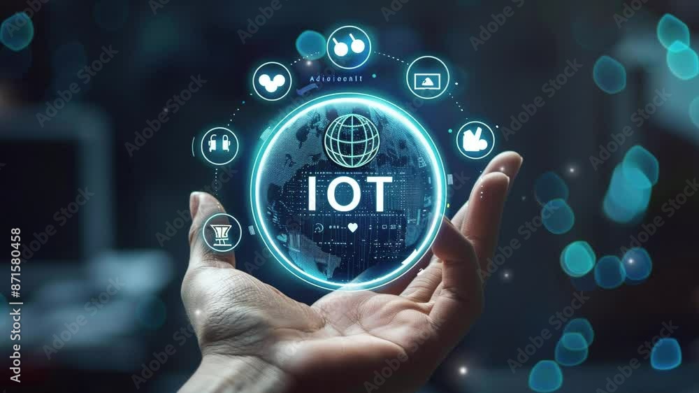 Poster internet of things (iot) concept. iot internet of things digital transformation modern technology on