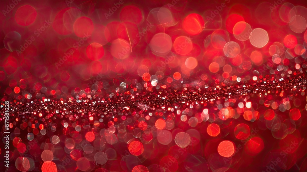 Poster abstract red bokeh lights creating a festive and enchanting visual effect with a sense of depth and 